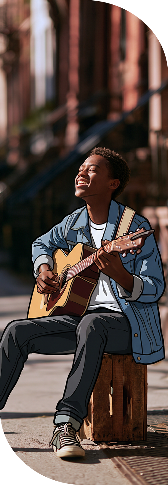 An image featuring one of the kids and teens subject "Music" on Learnatist, a learning discovery Platform for families to discover classes, camps, programs, resources, and more.