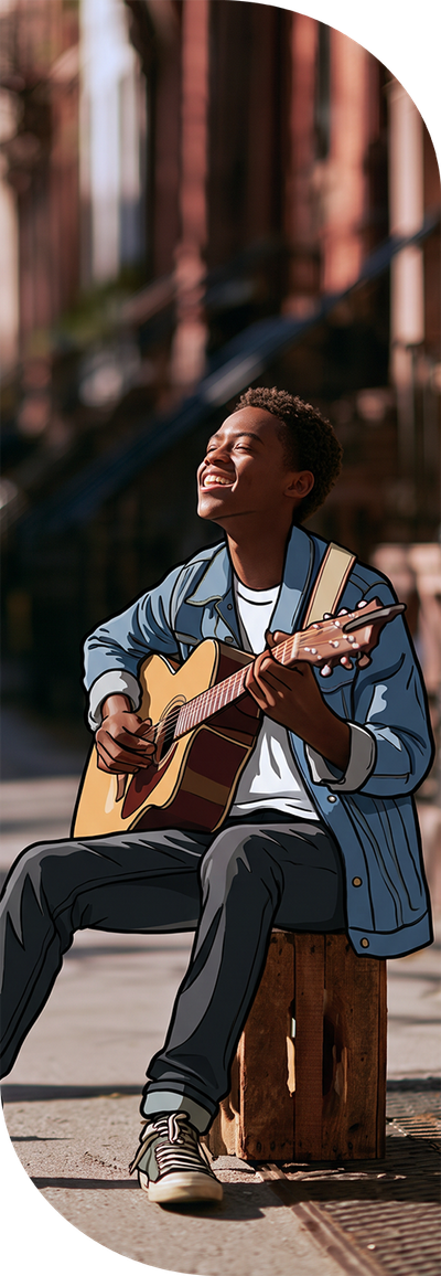 An image featuring one of the kids and teens subject "Music" on Learnatist, a learning discovery Platform for families to discover classes, camps, programs, resources, and more.